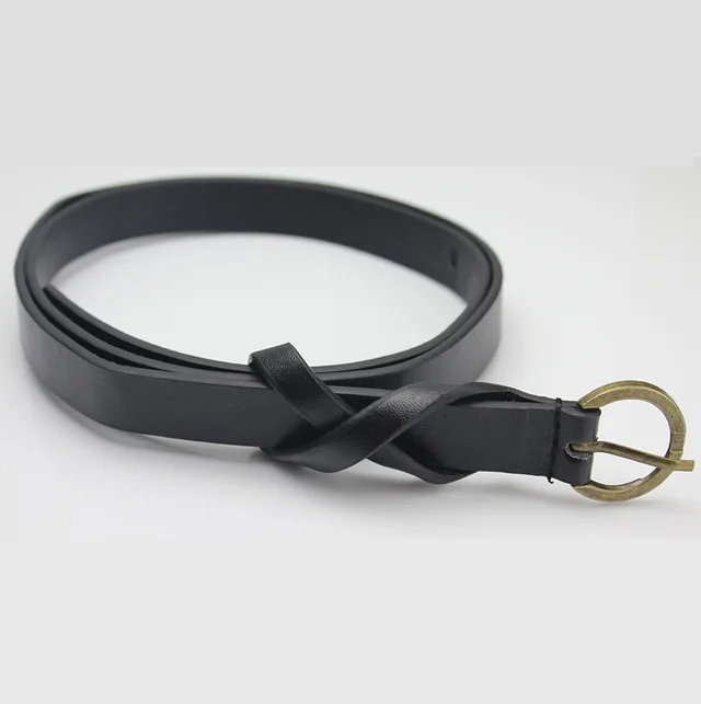 Retro Copper Figure 8 Decoration Simple Belt Women Super Thin And Slim Belt Belt Black - Shop at LoveMi