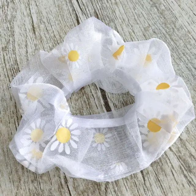 Small Daisy Large Intestine Ring Net Yarn Forest System White - Shop at LoveMi