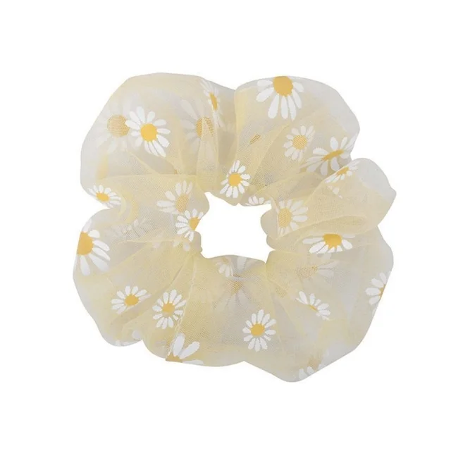 Small Daisy Large Intestine Ring Net Yarn Forest System Yellow - Shop at LoveMi