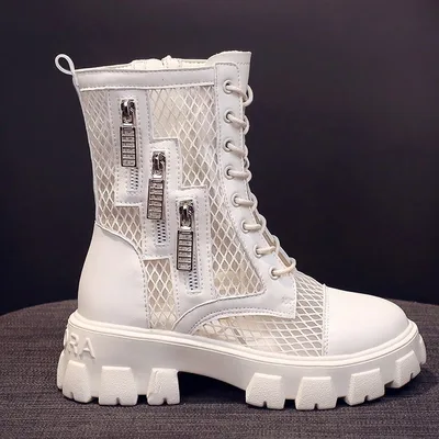 Summer Thin New Net Boots Hollow Boots White - Shop at LoveMi