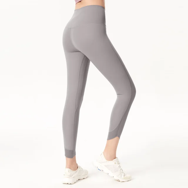 Ladies High waisted Peach Hips Breathable And Quick drying Leggings Grey - Shop at LoveMi