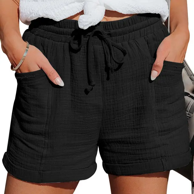 Women's High waisted Wide Loose Leg Shorts Women Black - Shop at LoveMi