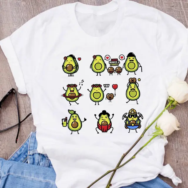 Avocado Creative Fashion Printing Men's And Women's Short sleeved T shirt Summer Loose Shape7 - Shop at LoveMi