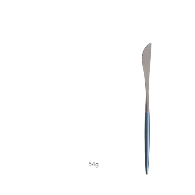 OUDING Sky Blue Silver Portugal 304 Stainless Steel Steak Cutlery Western Cutlery Fruit Fork Coffee Spoon 4Style - Shop at LoveMi