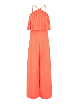 Helga - Stijlvolle katoenen jumpsuit met ruches - Orange - View 1