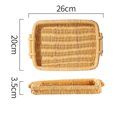 Bread Fruit Snacks Snacks Binaural Picnic Basket Square Rattan Plate - Shop at LoveMi