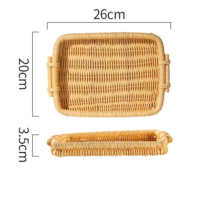 Bread Fruit Snacks Snacks Binaural Picnic Basket - Square Rattan Plate