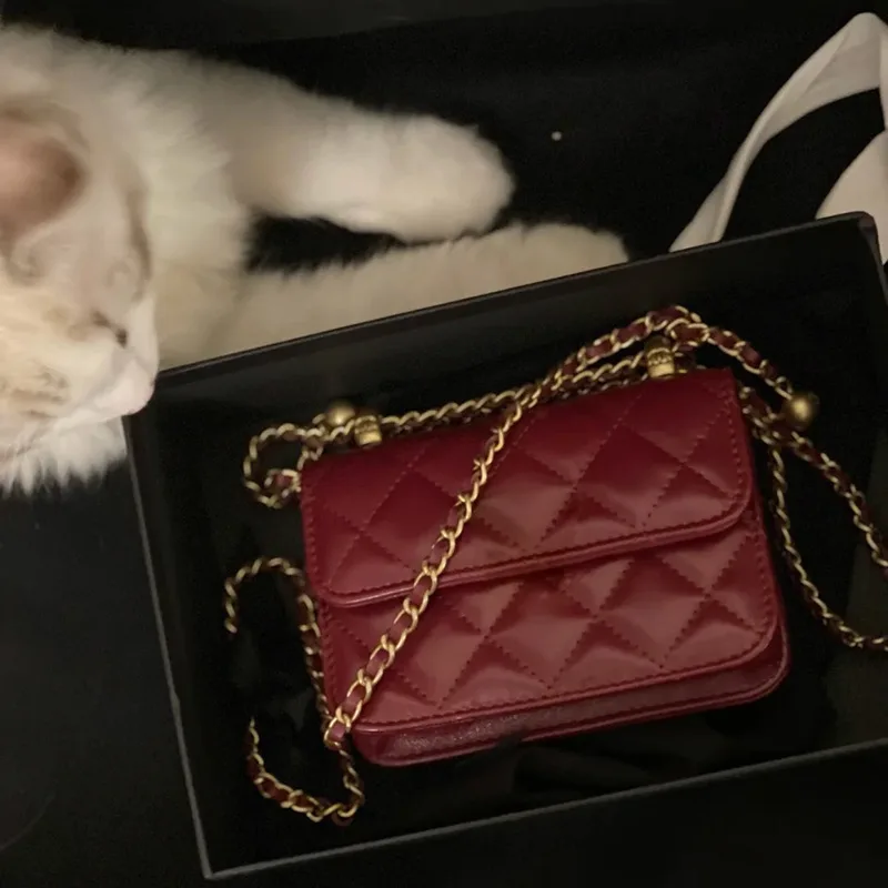 Mini Gold Pearl Diamond Chain Bag Gold - Shop at LoveMi
