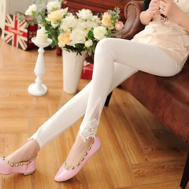 Fashion Ladies Crochet Lace Leggings White - Shop at LoveMi