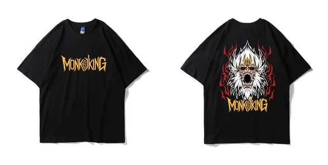 Cotton T shirt King Kong Wild Five point Sleeve T shirt Black - Shop at LoveMi