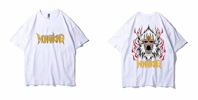 Cotton T shirt King Kong Wild Five point Sleeve T shirt White - Shop at LoveMi