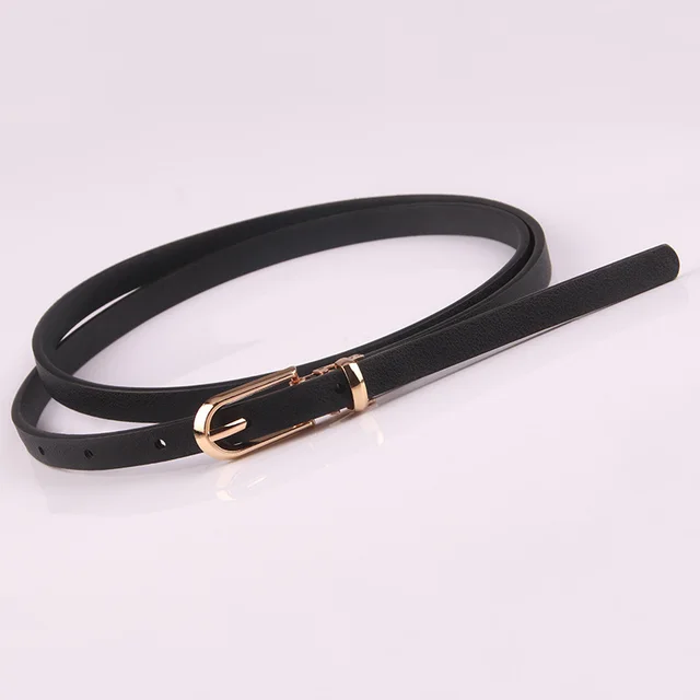 Sweater Thin Belt Ladies All match Pin Buckle PU Small Belt Black - Shop at LoveMi