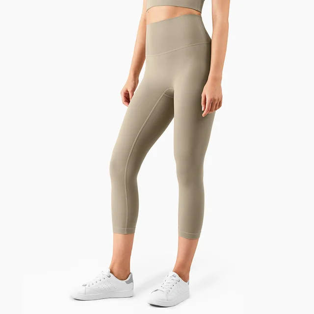 Peach Hips Fitness Cropped Pants Khaki - Shop at LoveMi