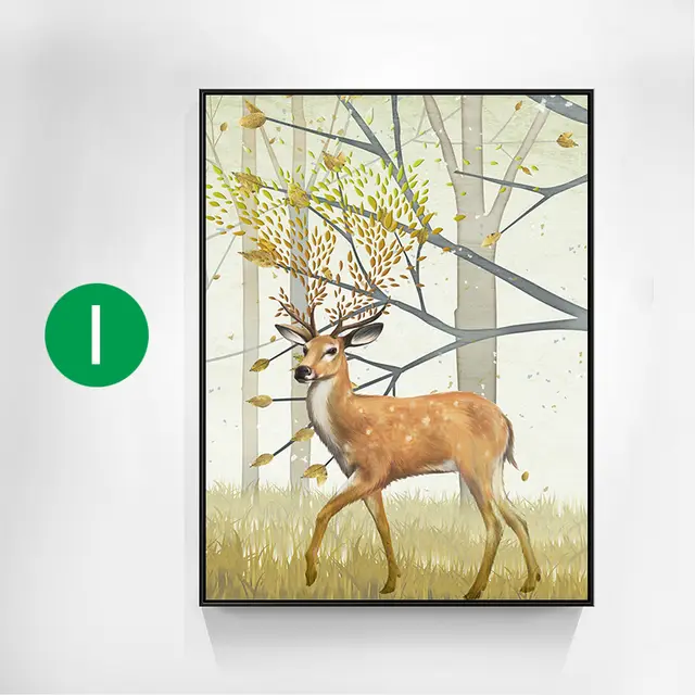 Rabbit Dama Elk With Colorful Flowers Canvas Painting Porch Room Decoration I - Shop at LoveMi
