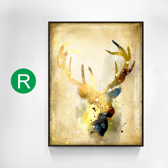Rabbit Dama Elk With Colorful Flowers Canvas Painting Porch Room Decoration R - Shop at LoveMi