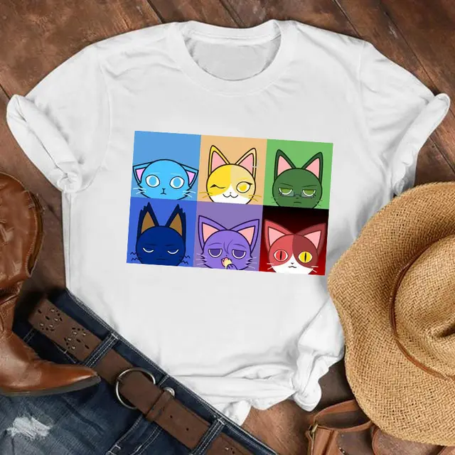 Cat Paw Cute Animal Print Short sleeved T shirt Men And Women Trend Gh307M - Shop at LoveMi
