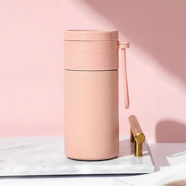Stainless Steel Tea water Separation Thermos Vacuum Double layer Tea Cup Pink - Shop at LoveMi