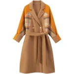 Wool Plaid Stitching Retro Lon