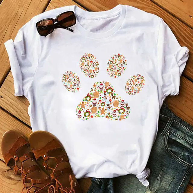 Love Dog Paw Print Short sleeved T shirt H - Shop at LoveMi