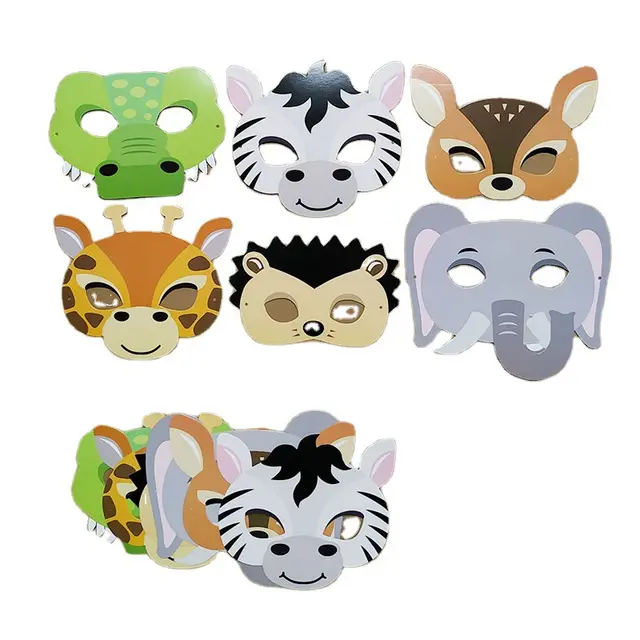 Paper Animal Mask Festival Party Birthday Party Mask 12Pieces 6Kinds Of Animals - Shop at LoveMi