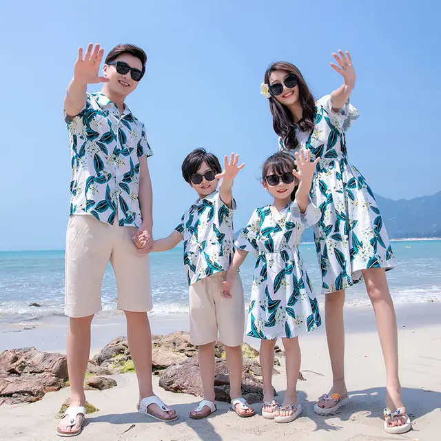 A Family Of Three And Four Father And Son Short sleeved Shirt Suit Shirt Set - Shop at LoveMi
