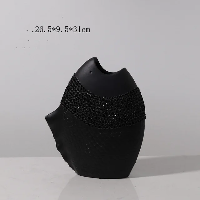 Model Room Soft Decoration Handmade Ceramic Vase Decoration Black - Shop at LoveMi