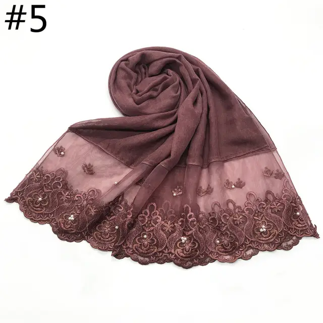 Cotton And Linen Solid Color Scarf, Two end Lace, Set Pearl Toe Cap Scarf Five - Shop at LoveMi