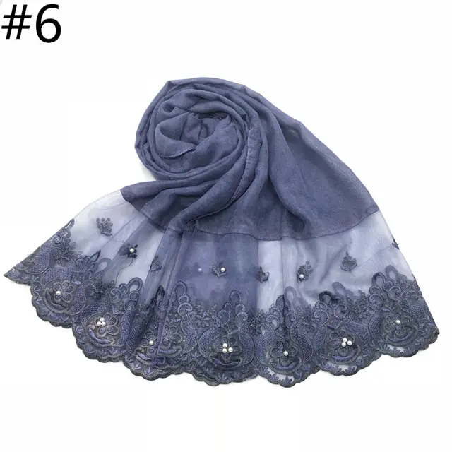 Cotton And Linen Solid Color Scarf, Two end Lace, Set Pearl Toe Cap Scarf Six - Shop at LoveMi