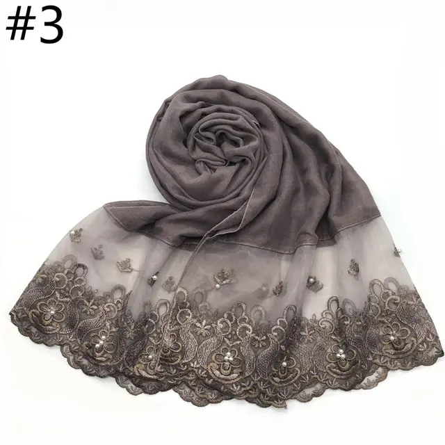 Cotton And Linen Solid Color Scarf, Two end Lace, Set Pearl Toe Cap Scarf Three - Shop at LoveMi