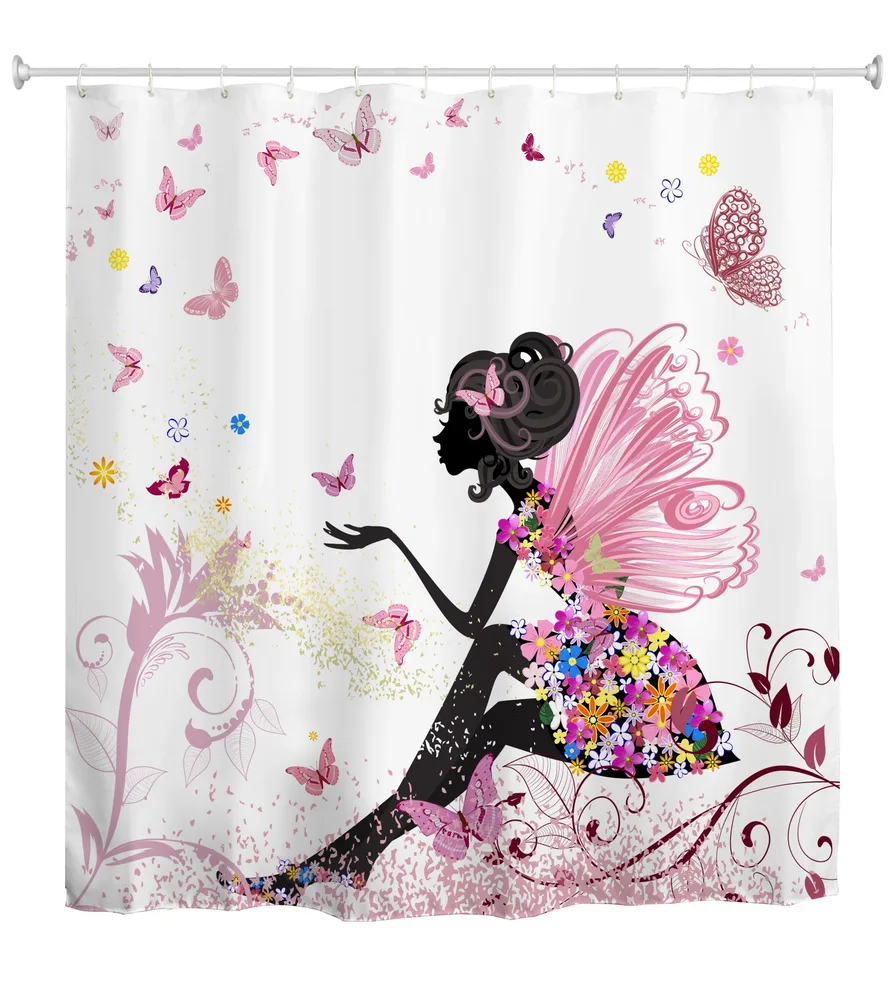 Waterproof Bathroom Curtain With 12 Hooks - 1 Style