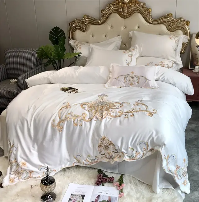 Four piece Wedding Bedding Is Happy To Be Newly Married By Red Embroidery Ouya White - Shop at LoveMi