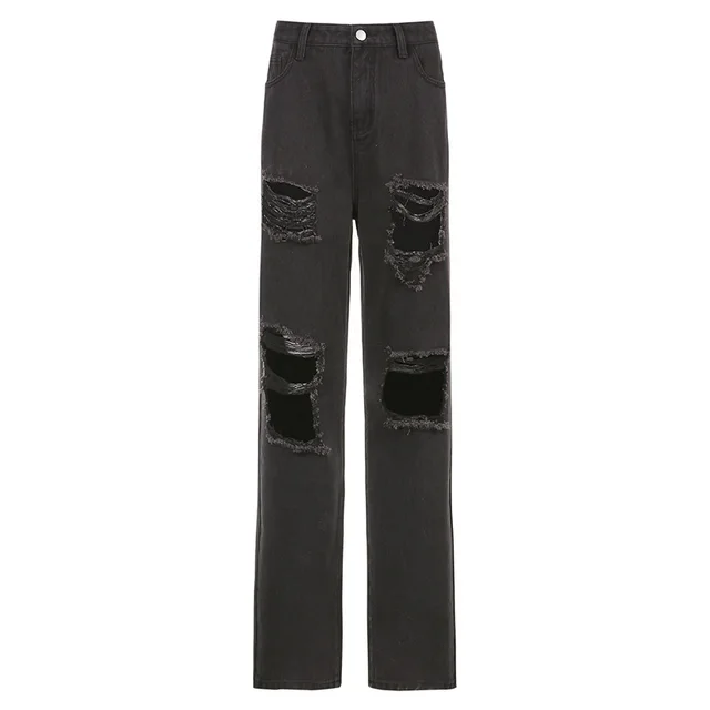 Fashion Casual High waist Straight leg Pants Trousers Black - Shop at LoveMi