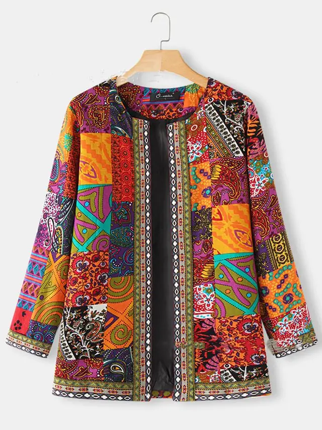 Loose Round Neck Long Sleeve Cardigan Orange - Shop at LoveMi