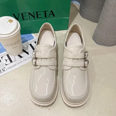 Women's High heeled British Style Leather Shoes Beige - Shop at LoveMi