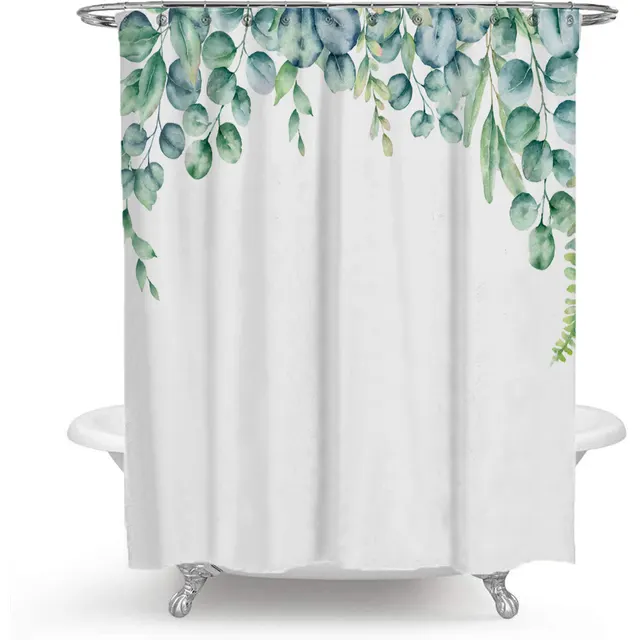Color Floral Plant Shower Curtain Bathroom Curtain Polyester Hand Painted Leaves - Shop at LoveMi
