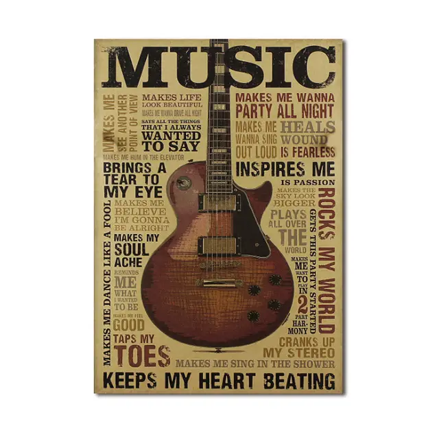 Music Guitar A Nostalgic Retro Kraft Paper Poster Brown - Shop at LoveMi