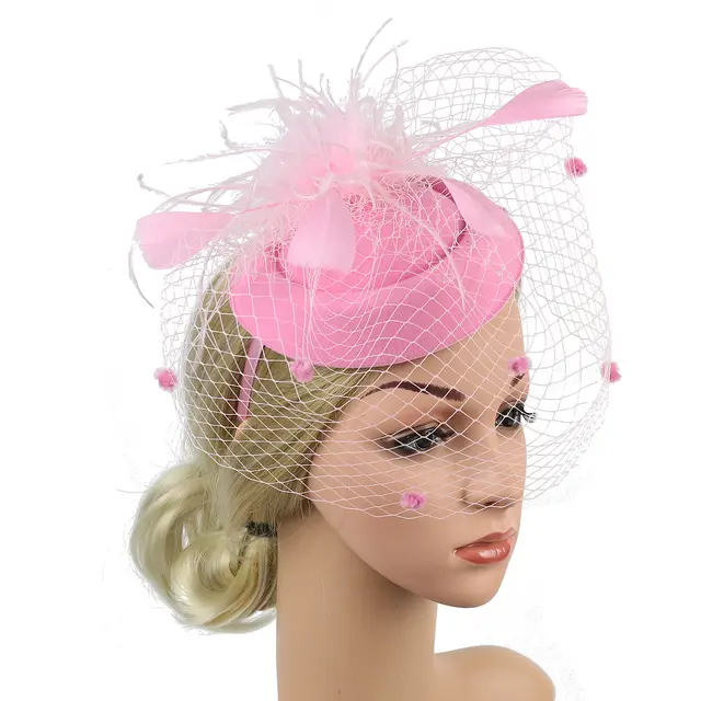 European And American Bridal Wedding Net Yarn Hair Accessories Fashion Headband Headdress Pink - Shop at LoveMi