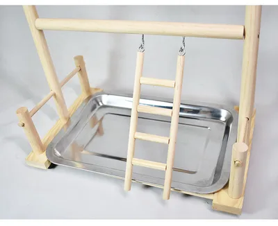 Solid Wood Toy Swing Climbing Ladder Shelf Peony Xuan Double layer Stainless Steel Food Box Wooden Stand - Shop at LoveMi