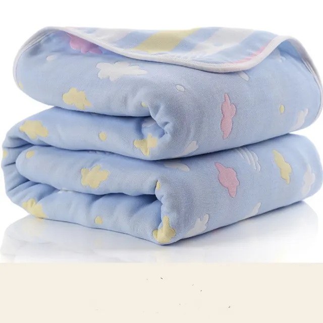 Baby Blanket 110 CM Muslin Cotton 6 Layers Thick Newborn Swaddling Blue - Shop at LoveMi