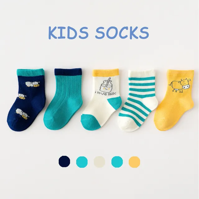 5 Pairs Of Spring And Summer Thin Children's Socks Milk And Cow - Shop at LoveMi