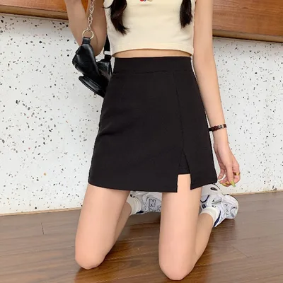 The New Slit Skirt Is Thin All match High waist Hip Skirt Black - Shop at LoveMi