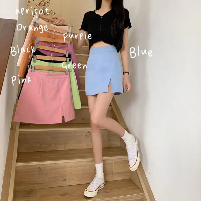 The New Slit Skirt Is Thin All-match High-waist Hip Skirt - Orange
