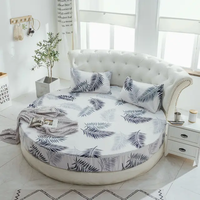 Round Bed Sheet Bedspread Hotel Hotel Mattress Protector Language Leaf - Shop at LoveMi