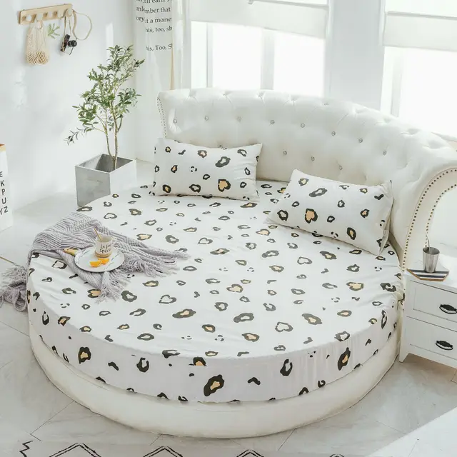 Round Bed Sheet Bedspread Hotel Hotel Mattress Protector Mi Leopard - Shop at LoveMi