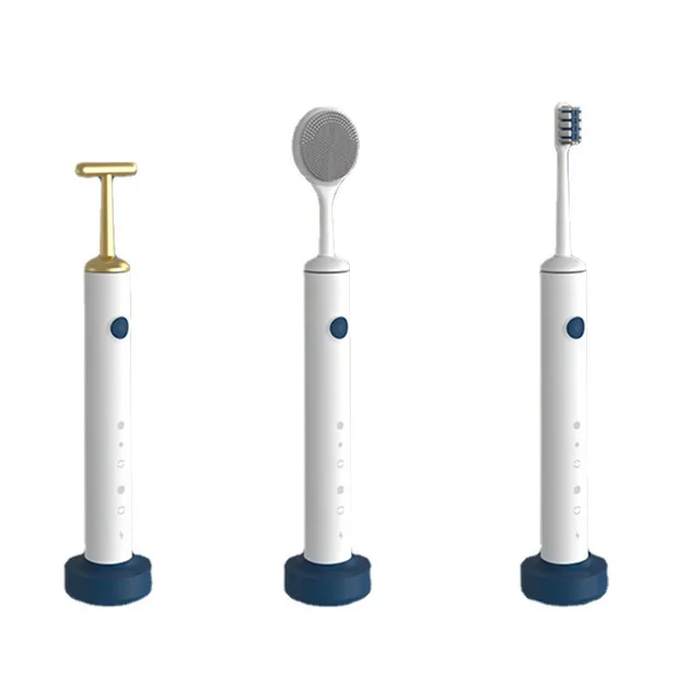 Sonic Electric Toothbrush Golden Stick Face Washer 3 in 1 Cleaning And Care Set White - Shop at LoveMi