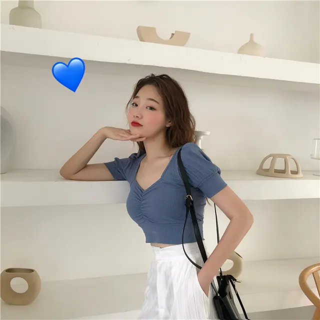 Women's Short sleeved T shirt Women Blue - Shop at LoveMi