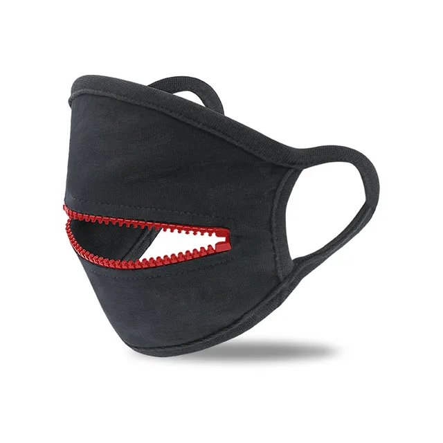 Black Zipper 2 layer Dust proof And Warm Cycling Mask Red - Shop at LoveMi