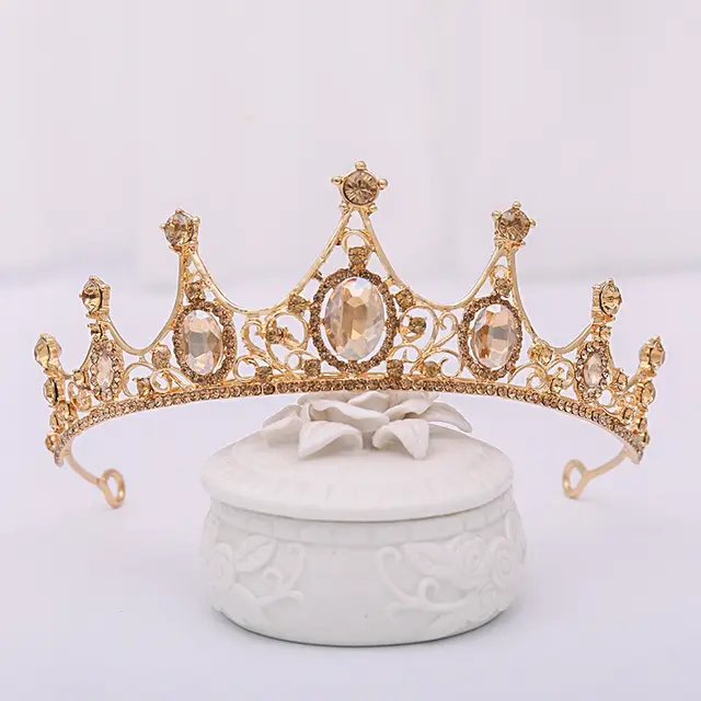 Champagne Rhinestone Crown Headband Champagne - Shop at LoveMi