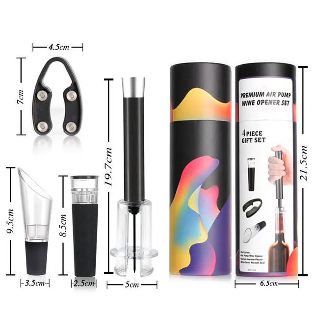 Pneumatic Wine Corkscrew 4 piece Wine Corkscrew Corkscrew 4Piece Set - Shop at LoveMi