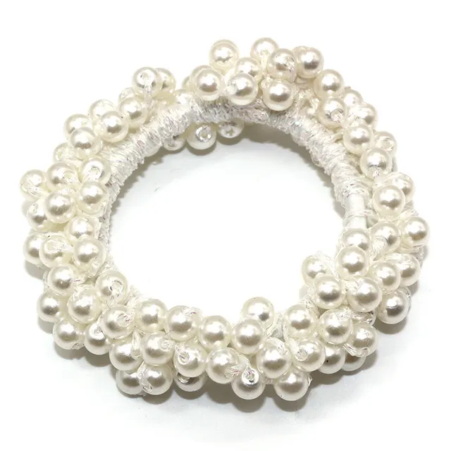 Handmade Crochet Rubber Band Hair Tie Pearl I White - Shop at LoveMi